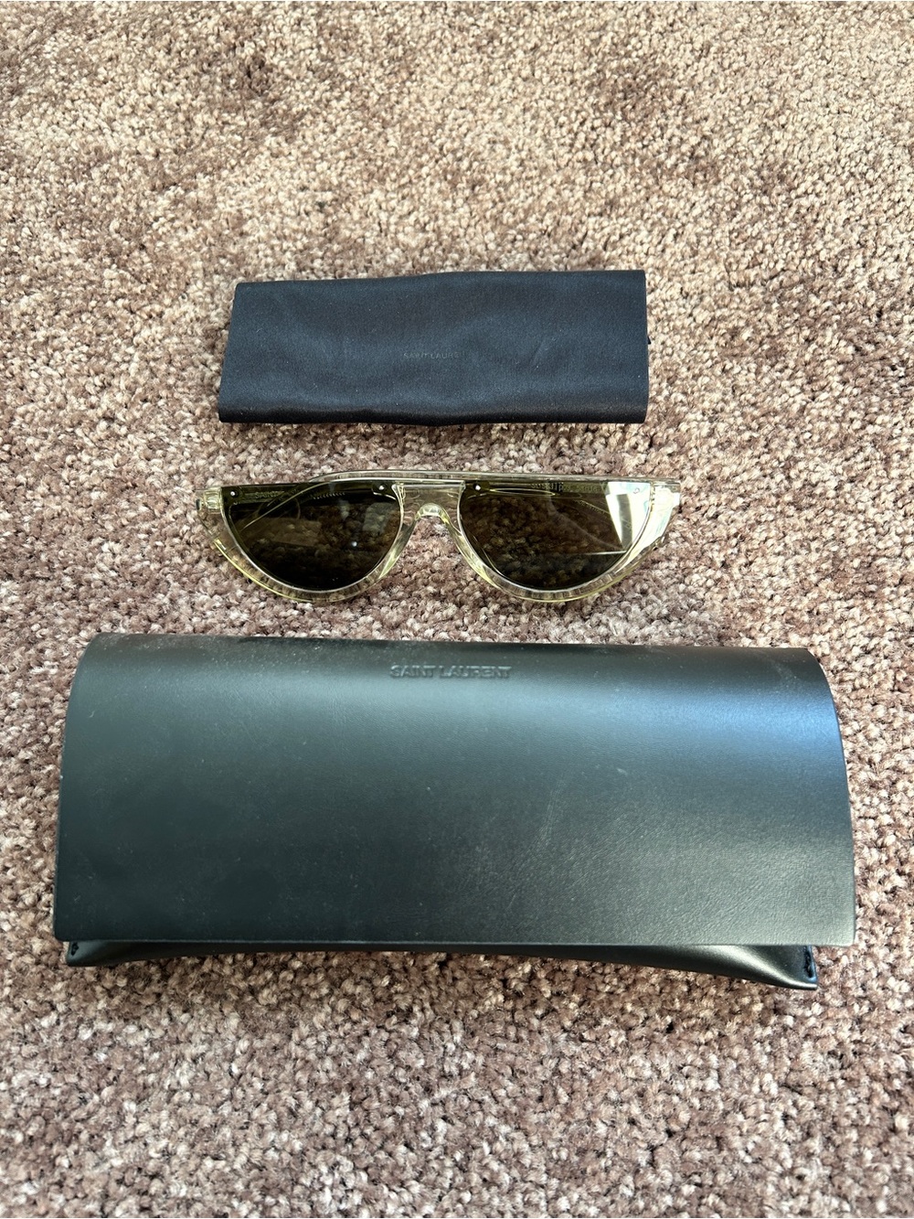 Saint Laurent Green and Clear Half Moon Sunglasses